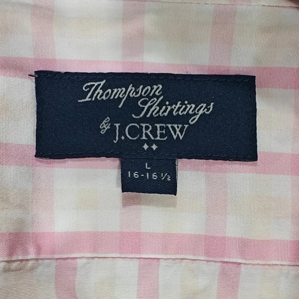 J.Crew Thompson Shirting Pink Gingham Cropped Button Down Shirt L 16-16.5